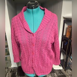 CJ Banks Fuchsia Knit Cardigan women’s size XL